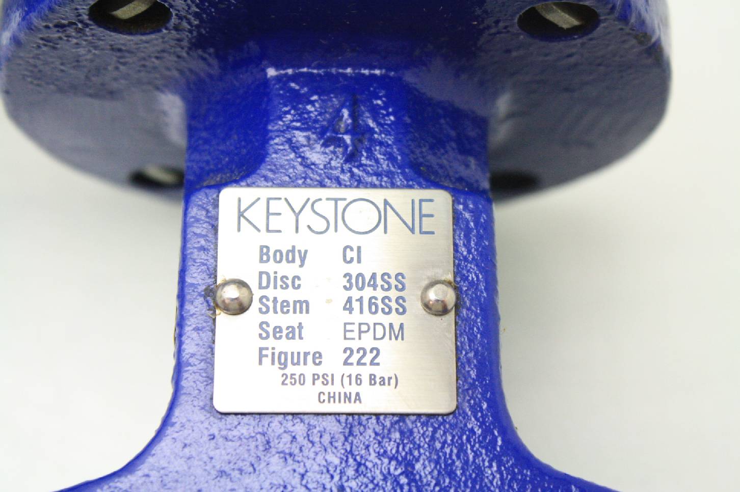 Keystone 4" Cast Iron Butterfly Valve 222 304SS / 416SS EPDM Seals