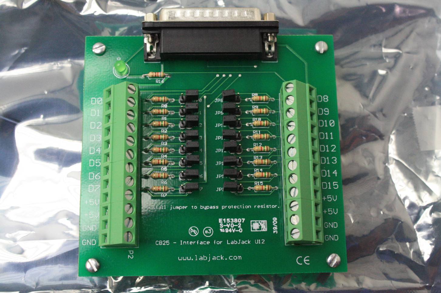 LabJack CB25 Interface Breakout Board For U12 USB Data Acquisition