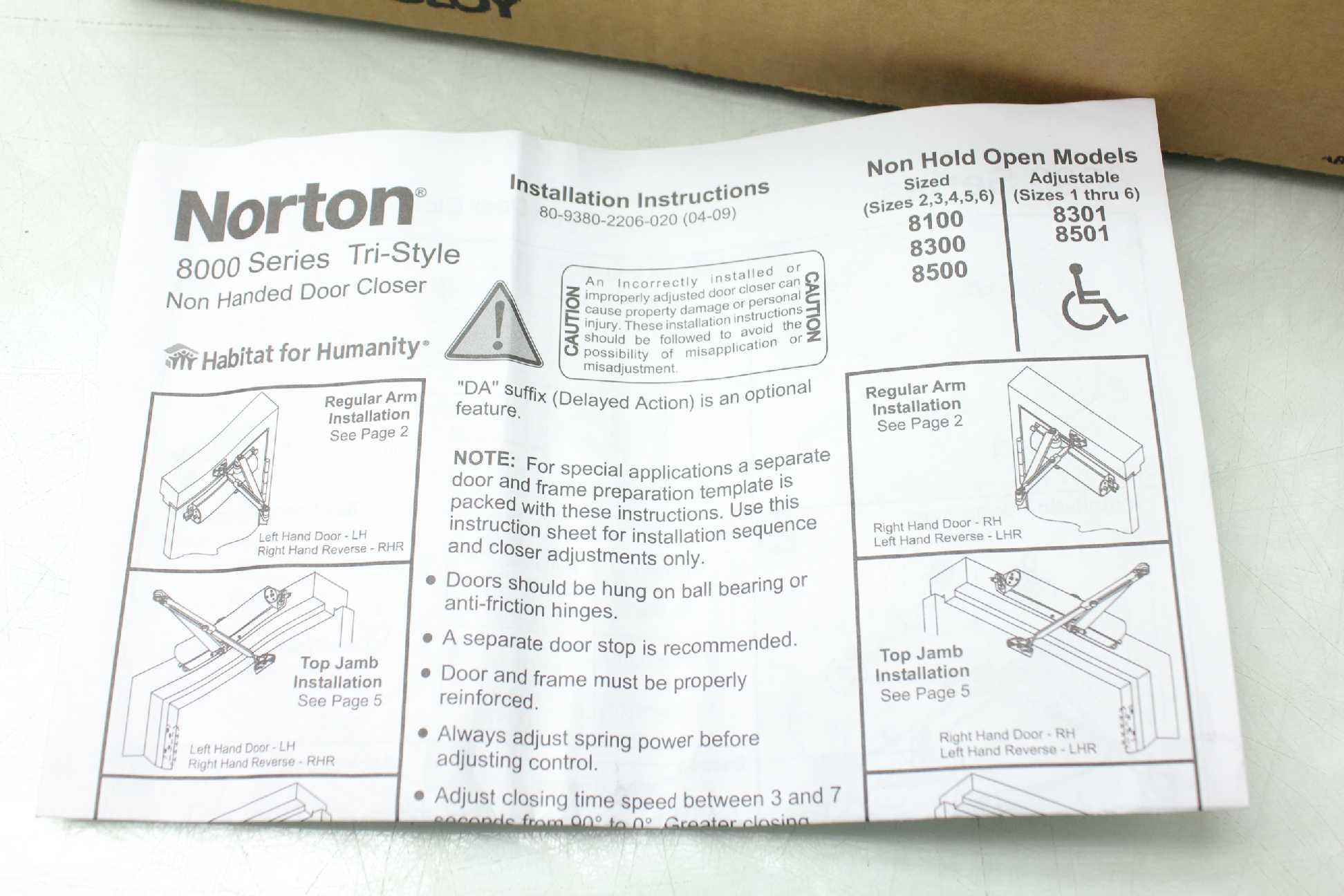 Norton 8501 TriStyle Standard Adjustable Door Closer / PKD689 / ASSA Abloy eBay