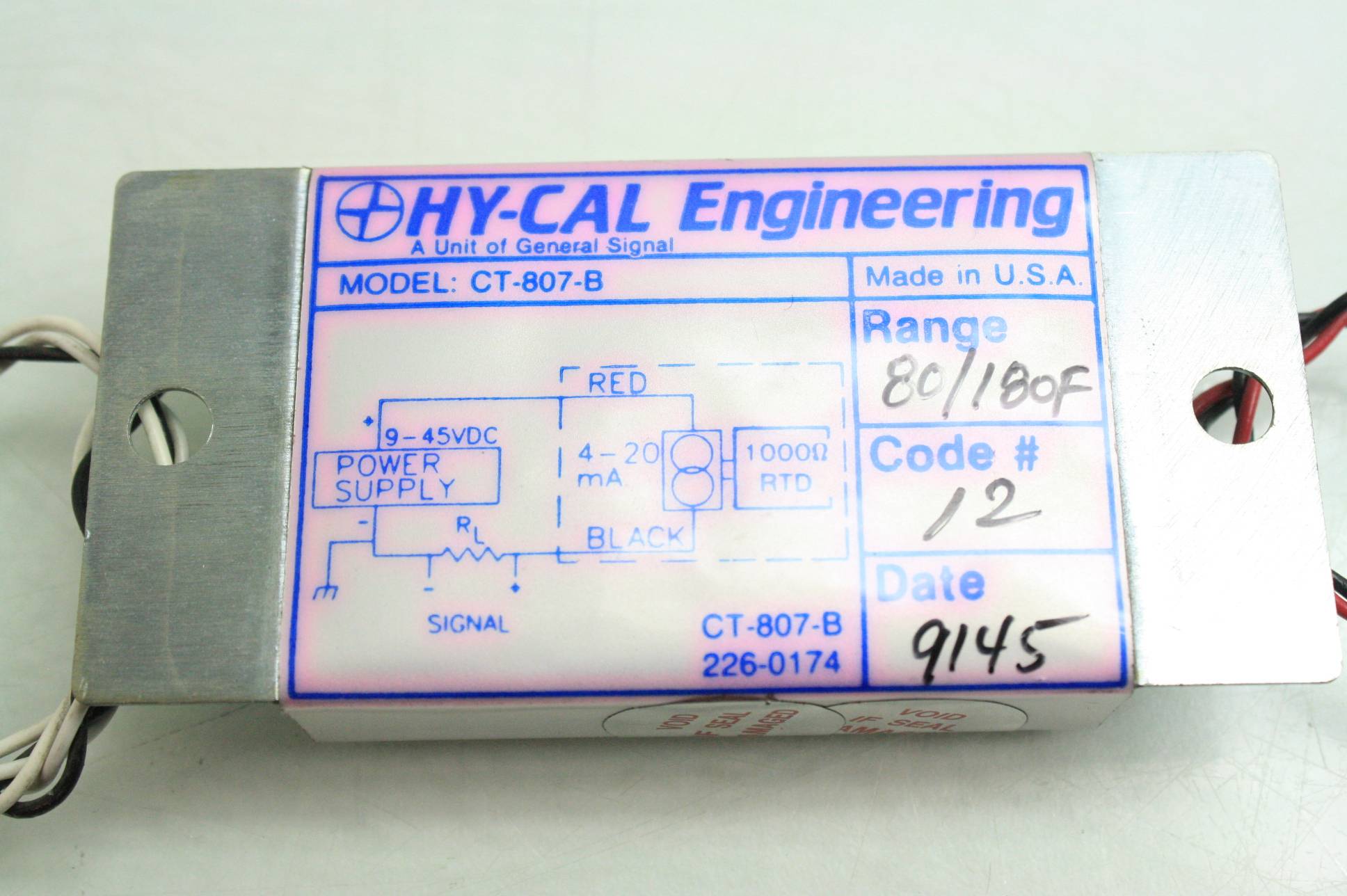 Hy-Cal CT-807-B Temperature Thermocouple RTD Signal Transmitter | EBay