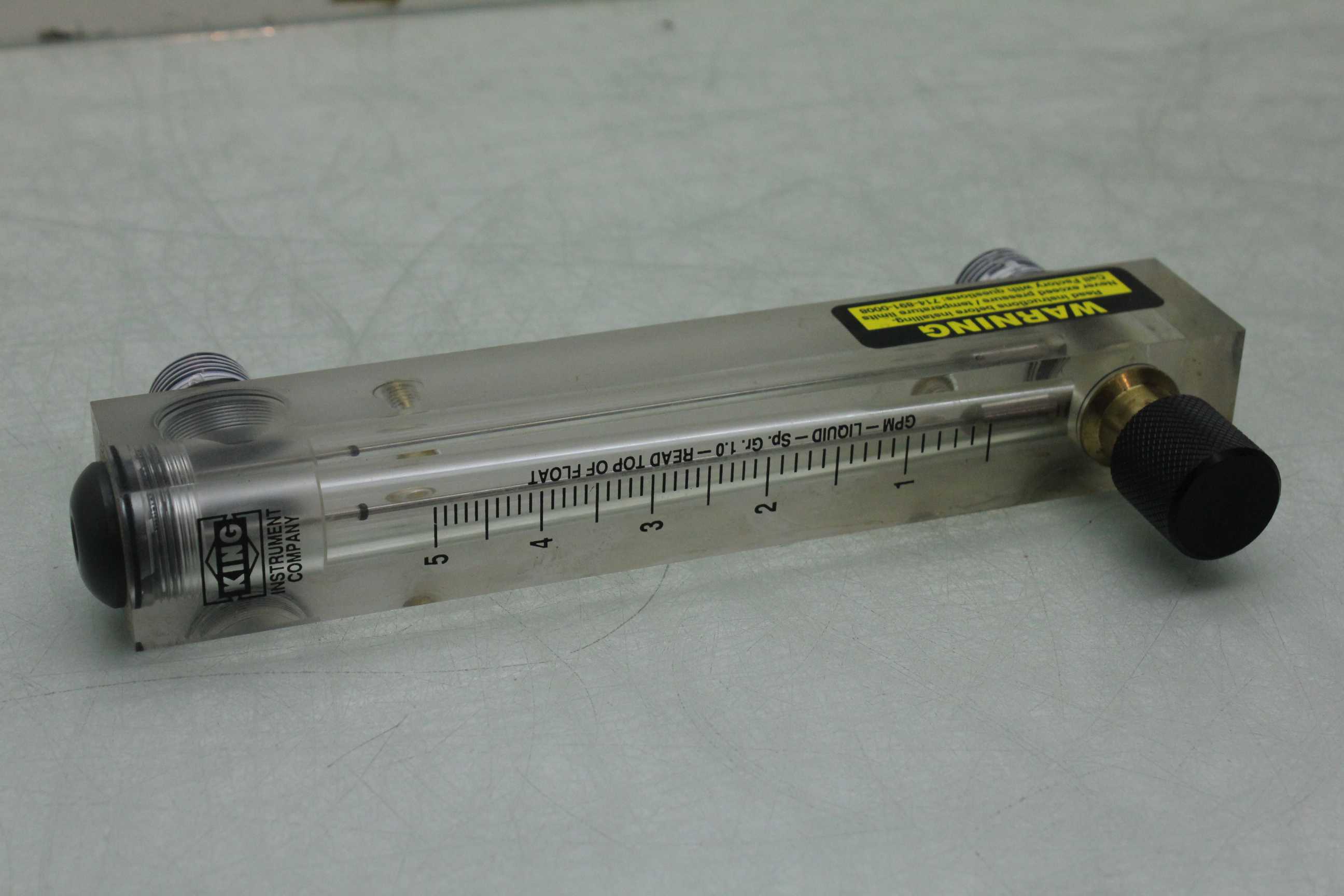 1 King Variable Area Liquid Flowmeter SCFH 5 GPM / 1/2" NPT Port Size
